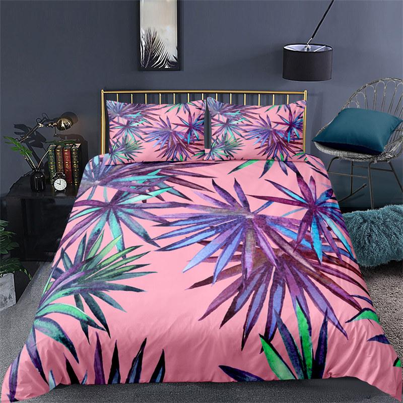 Soft Palm Leaves Comforter Cover Microfiber Tropical Botanical Leaves Bedding Collection Double Monstera Leaf Floral Print Duvet Cover