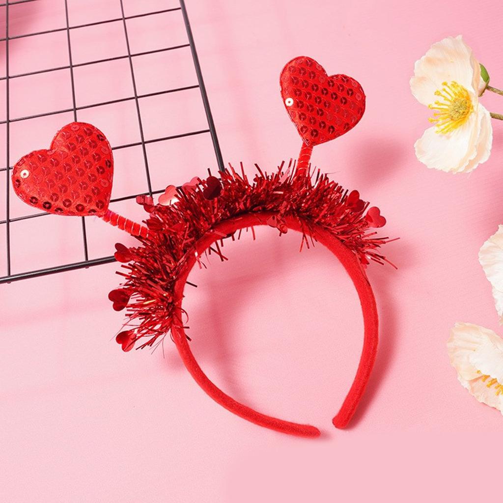 Повязка на голову на День святого Валентина для женщины с пайетками в форме сердца, нежные повязки на голову, нескользящие повязки на голову, милые аксессуары для выпускного вечера для девочек