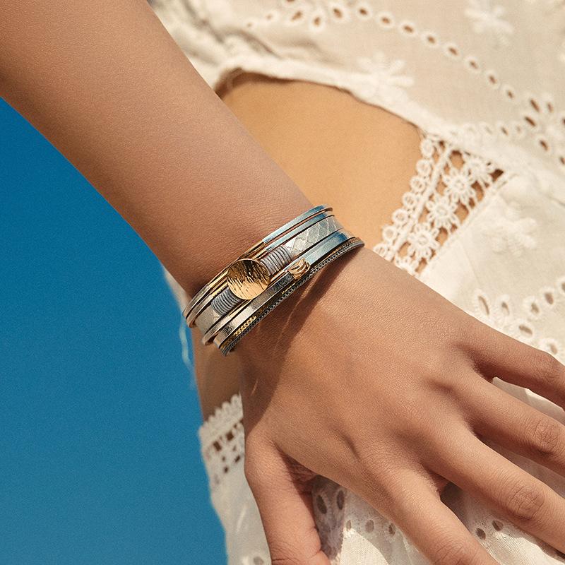 Винтажный плетеный кожаный браслет со стразами для женщин, богемный многослойный широкий браслет, ювелирные изделия для вечеринок, подарки