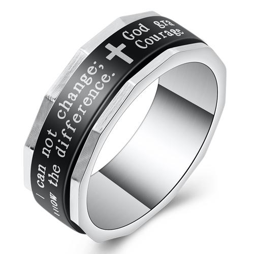 Fashion Jewelry Finger Rings Black Stainless Steel Cross Men Ring Jesus Holy Bible Religion Jewelry Gift for Man