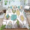 Family Bedding Single Double Bed Full Size Plant Printing Series Bedding Leaf Pattern Pillowcase and Quilt Cover Washable Home Decoration