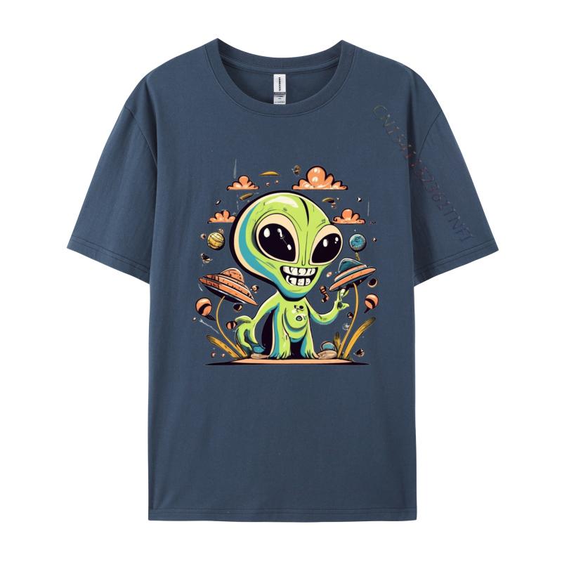 Alien T-shirt Outer Space Spacecraft T-shirt Soft Cotton Top Tees Streetwear 2024 T Shirt