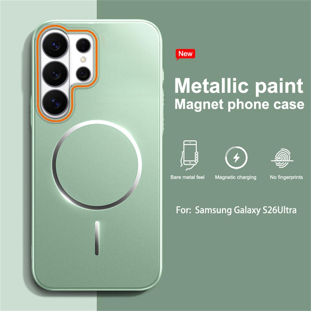 Металлическая матовая краска для чехла телефона с магнитом Magsafe для Samsung S26 Ultra S25 Edge S24 FE S23 S22 Plus A56 A55 Защитная крышка