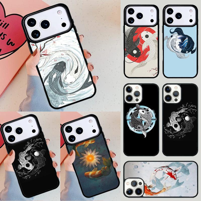 Чехол для телефона 'Инь Ян' с рыбками Кои для iPhone 17 Air 14 15 13 12 Max Чехол для Apple 16e 11 Pro Max Plus Coque