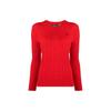 Polo Solid Color Crew Neck Cable Knit Wool Sweater Women Sweater Red 211875831-012