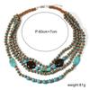 Art Bohemian Multilayer Wooden Pearl Necklace Round Geometric Decoration Women