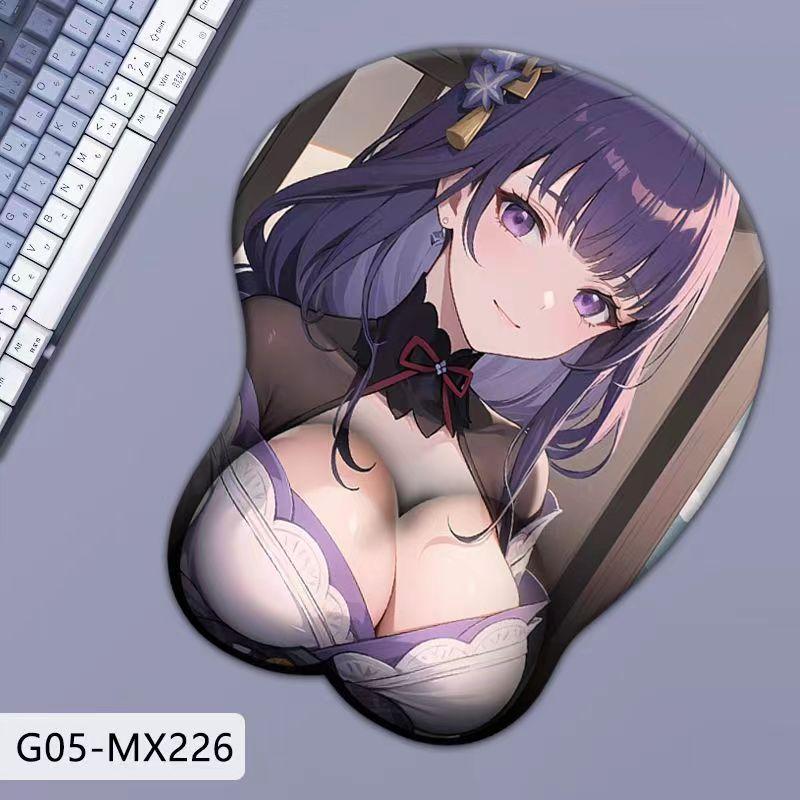 Силиконовый коврик для мыши Genshin 3D, большая грудь, защита запястья.