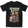 Мужская женская футболка Dungeon Dragon Cats, одежда Kawaii Cat, футболка из чистого хлопка, забавная футболка на все сезоны