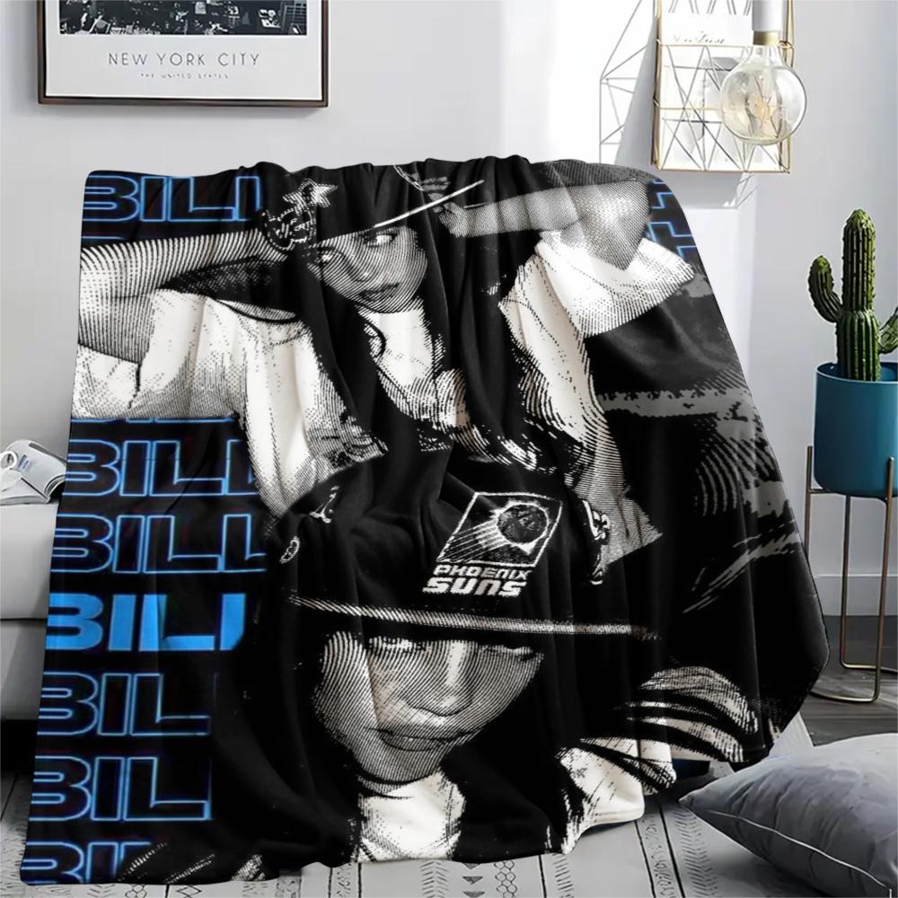 1PC Billie Eilish Print Flannel Blanket, High quality Comfortable for All Seasons, Home Decor, Warmth and Comfort, Perfect for Christmas Gifts