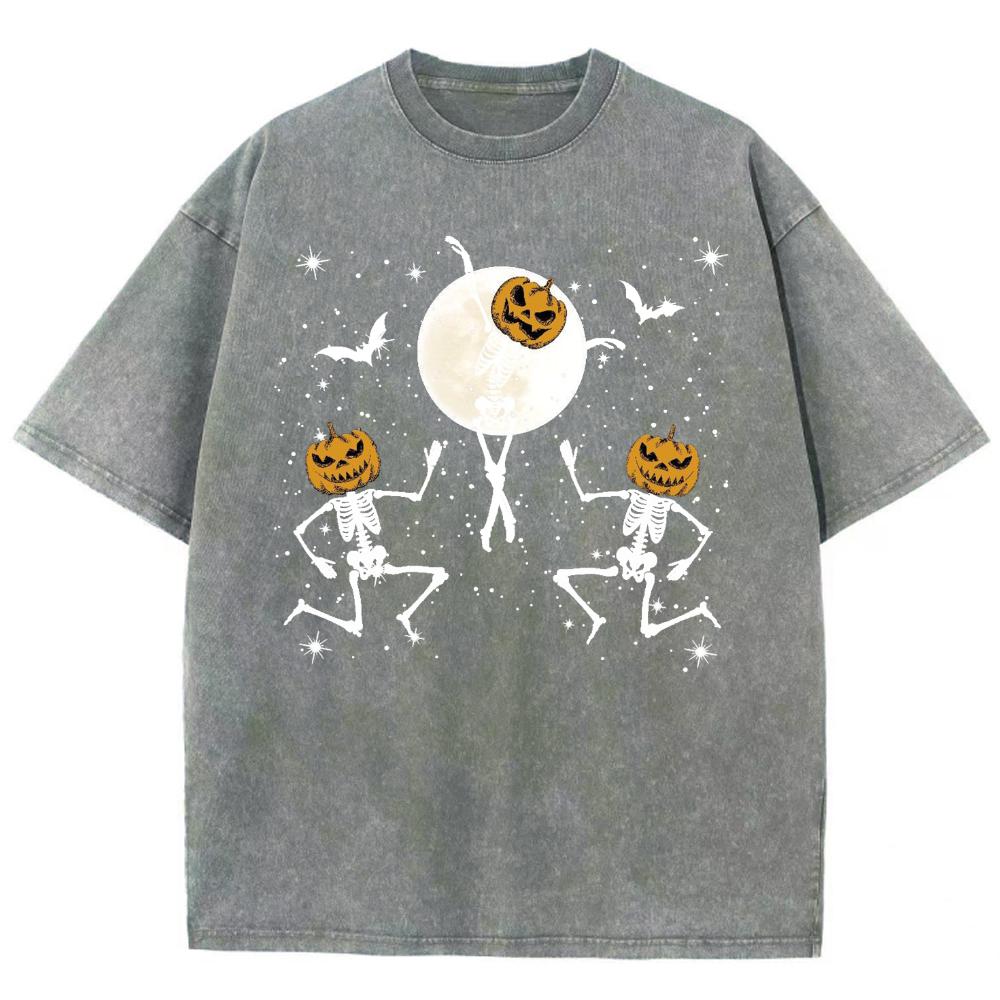 Женская футболка с принтом тыквы и черепа на Хэллоуин, свободный короткий рукав для пары, забавный дизайн
