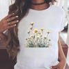 (Asian Size) Trend Plant Flower Cute Casual Women's Fashion Print Short Sleeve T-shirts Clothing T Female Top Graphic Tee