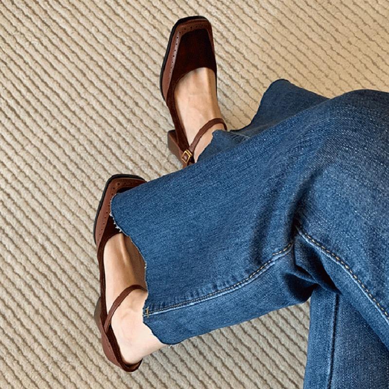 Women's Shoes Square Toe Mary Jane Ladies Pumps Japanese Style Lolita Stripper Gothic High Heels On Heeled Chic Point Footwear E