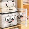 Large Square Storage Box with joyful Face Lid,Black Frame-Heavy-Duty PVC Transparent Organizer Bin,Multi-Purpose Container