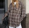 American classic plaid polyester cotton lapel loose casual shirt 1116 European and American autumn fashion new women's cardigan