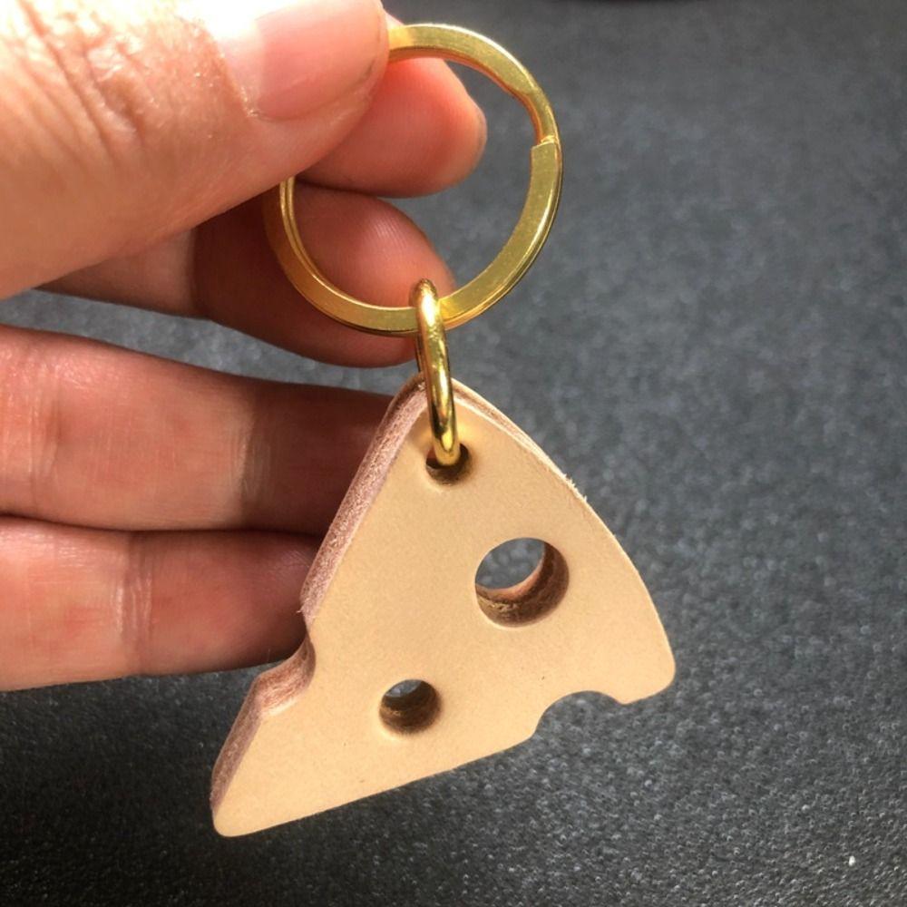 Кожаные изделия в виде сыра, имитация сыра, подвеска из коровьей кожи, имитация сыра, брелок для ключей, пара