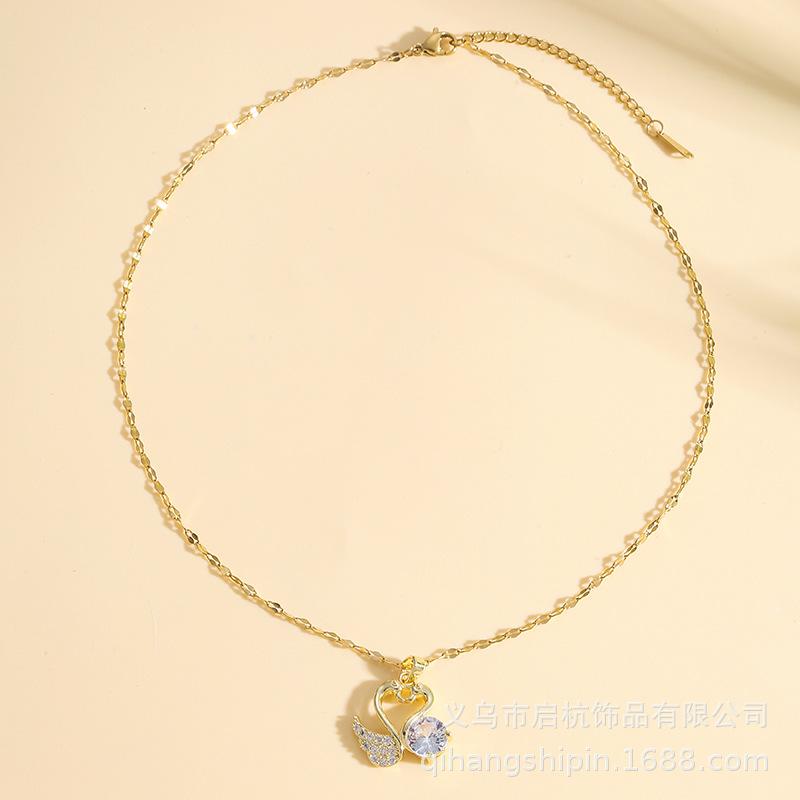 Ожерелье из титановой стали женское, для зрелых личностей, универсальное, с подвеской в виде мандаринки, играющей в воде, и цирконом, цепочка для ключицы, подарок