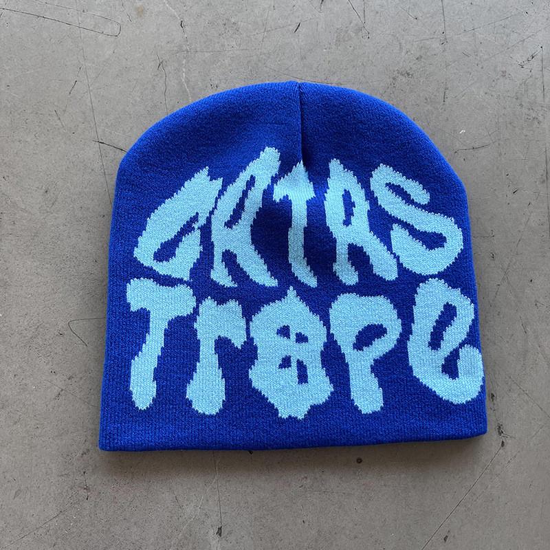 Trendy High Top Knitted Hat With Letter Graphics For Fall Winter Streetwear