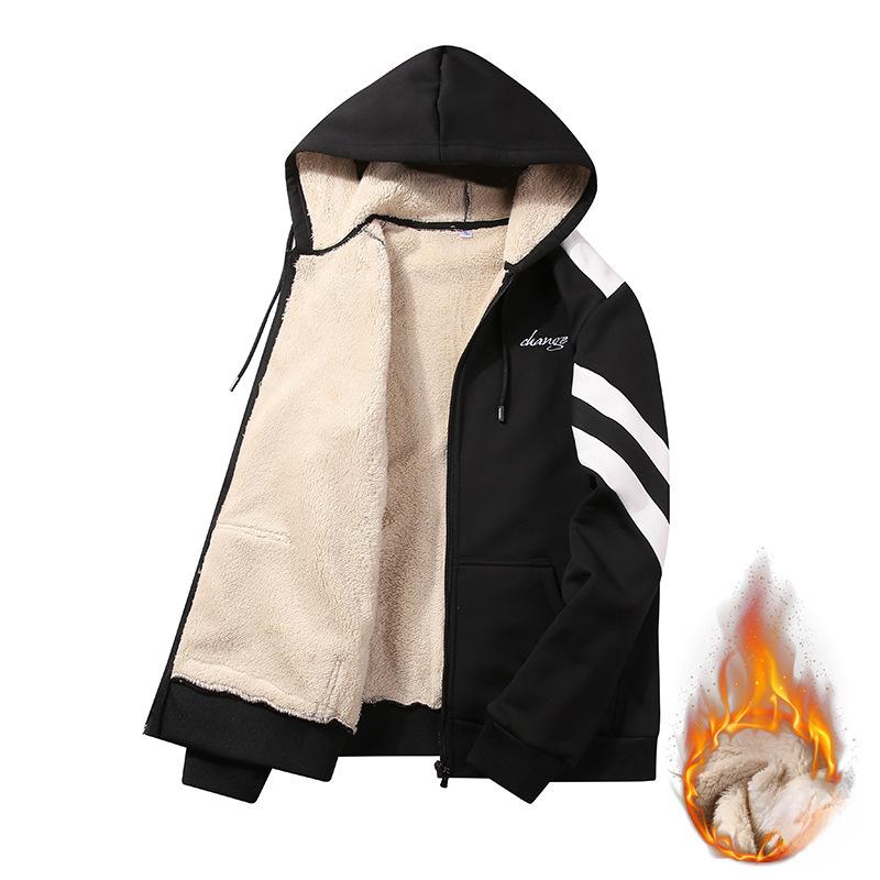 Sports and Leisure Suit Men's Winter Plus Velvet Thick Warm Sportswear Sweater Suit Cardigan Jacket Casual Pants