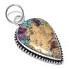 Spiny Oyster Gemstone Handmade 925 Sterling Silver Jewelry Pendant 2.29" H7u84