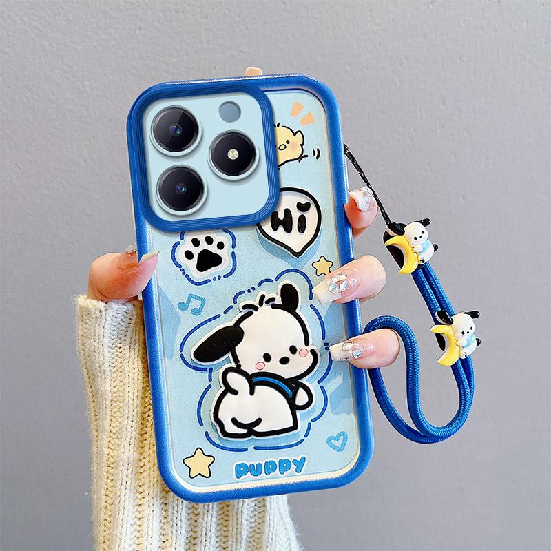 KEYSION Противоударный чехол для Realme C63 C61 с ремешком, мягкий силиконовый милый 3D-чехол для телефона с мультяшной куклой для OPPO Reamle C55 C53 C51