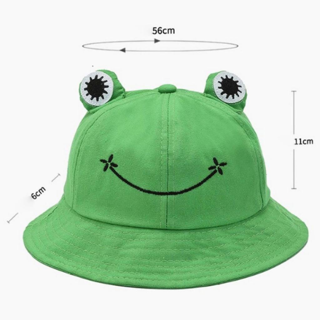 Cute Cartoon Frog Sun Hat For Men And Women Adjustable Fisherman Hat Portable Folding Outdoor Sun Protect Wide-brimmed Hat