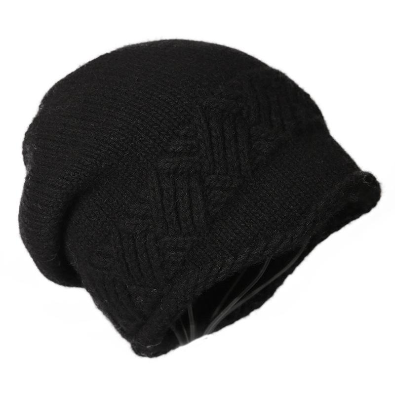 Soft warm twisted wool knitted bucket hat three-dimensional texture twist crimped pot hat gentle plain cold hat stacking hat