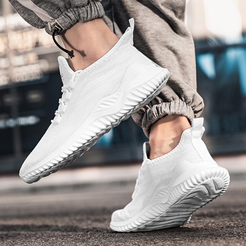 YRZL Men's Mesh Casual Shoes Breathable High Quality Sneakers Trendy Lace-Up Lightweight Black Big Size Walking Man Tenis Shoe