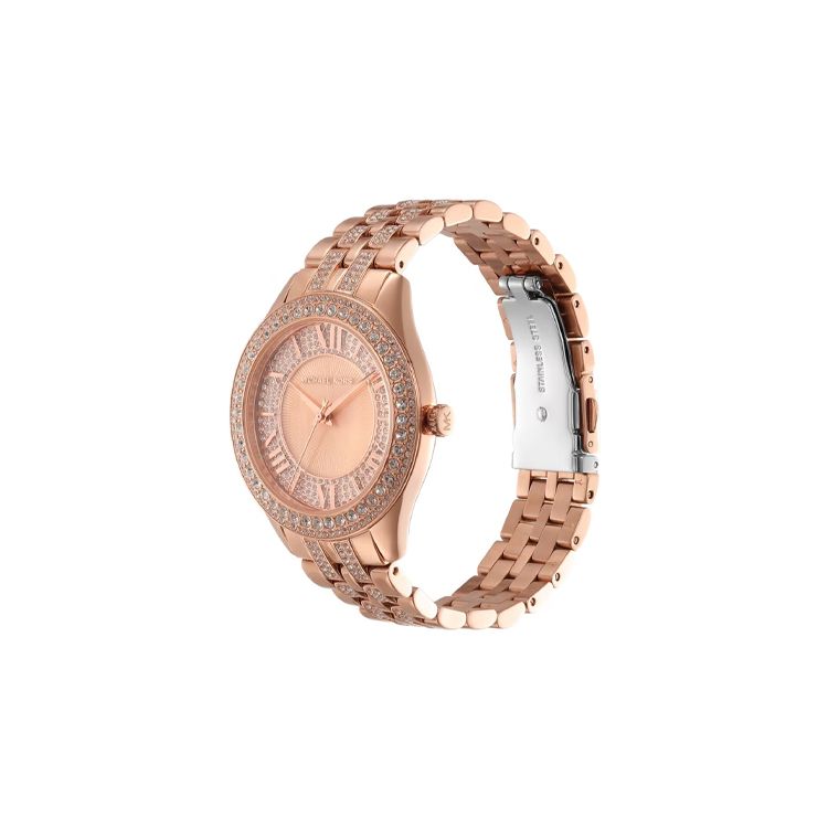 Michael Kors Часы серии Harlowe Кварцевый механизм Стальной браслет 38 мм Циферблат цвета розового золота Женские часы MK4710