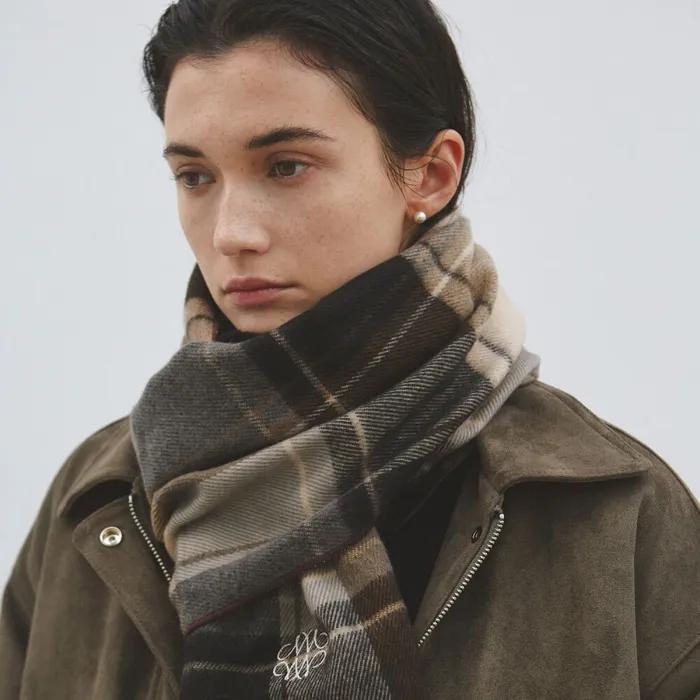 NICOLE MIXED CHECK MUFFLER_GRAY