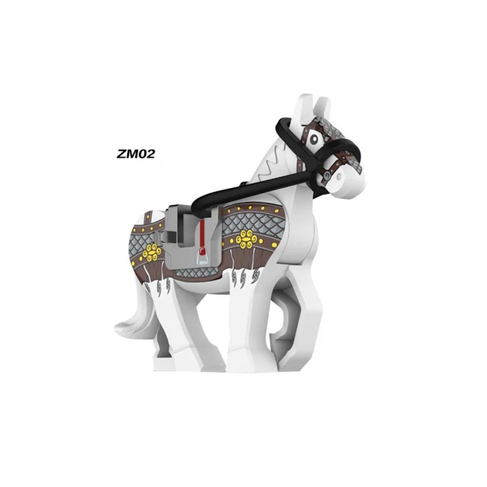 Военные Средневековые Строительные Блоки Фигурки Солдат Рыцарская Экипировка Аксессуары для Животных Маунт Броня Боевой Конь Мини Кирпичики MOC