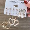 12PCS 17KM Fashion Pearl Hoop Earrings Set for Women Geometirc Gold Metal Circle Hoop Earrings Brincos 2021 Trend Jewelry Gift