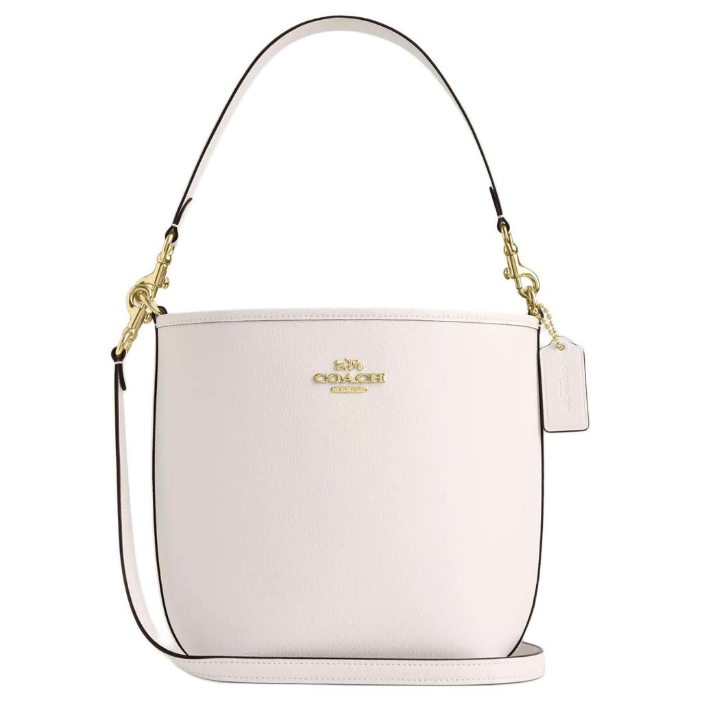 Coach Город 17 Однотонная кожаная сумка-ведро с металлическим логотипом Женские сумки Белая CT801-IMCHK
