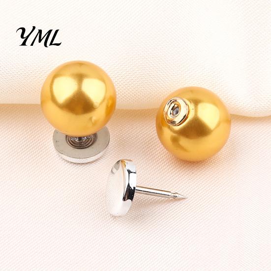 Removable Clothing Buttons 5Pcs Fake Pearl for Clothing, Decorative Brooch Pins, No Anti-exposure Women Sew Safety Pins Shirt Neckline Embellishment,