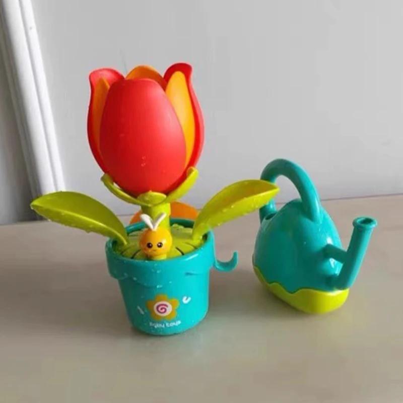 Цветущие игрушки для купания младенцев Душ Водные игрушки для купания Водная игра для детей Веселый подсолнух для ванны с чайником Игрушка для ванной для детей