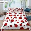 Ladybug Duvet Cover Set 3D Ladybug Printed Bedding Set for Kids Boys Girls Flying Entomology 2/3pcs Soft King Size Quilt Cover