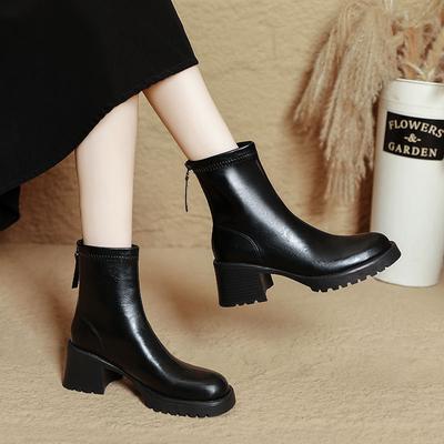 Ботинки Мартин на толстой подошве женский стиль новые осенне-зимние ботинки женские на толстом каблуке средней длины мягкие ботильоны на высоком каблуке