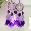 Dreamcatcher Natural Amethyst Dreamcatcher with Agate Slice Feather Handmade Wall Hanging Decor Hanging Wind Chime Gift