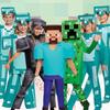 Halloween Blue & Green Minecraft Steve Costume for Kids, Stage Game Performance Outfit