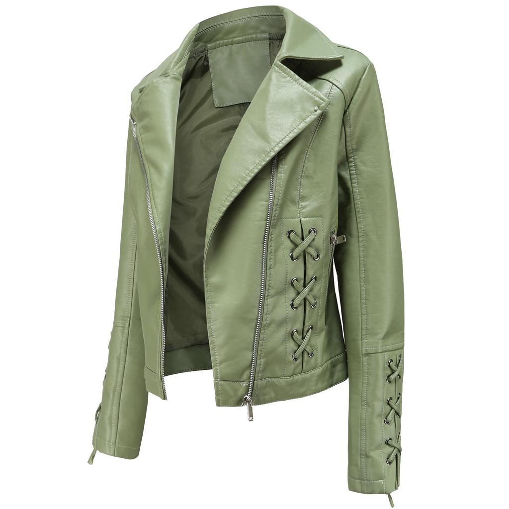 Женская асимметричная укороченная куртка из искусственной кожи на молнии из искусственной кожи, байкерское короткое пальто, тонкая верхняя одежда, винтажная укороченная куртка со шнуровкой, мотоциклетный бомбер, осень-весна, новинка