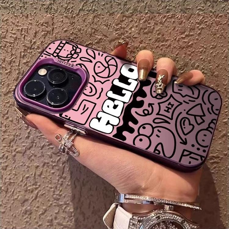 Мультяшный чехол-граффити для iPhone 12-17, Серебристый, 15 цветов