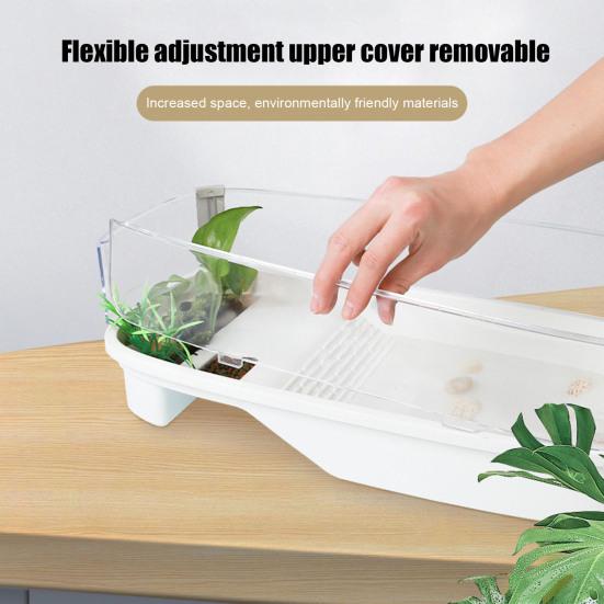 Акриловый террариум для черепах с платформой для купания Растения Полный обзор Визуально Среда обитания рептилий для черепах Крабов Раков