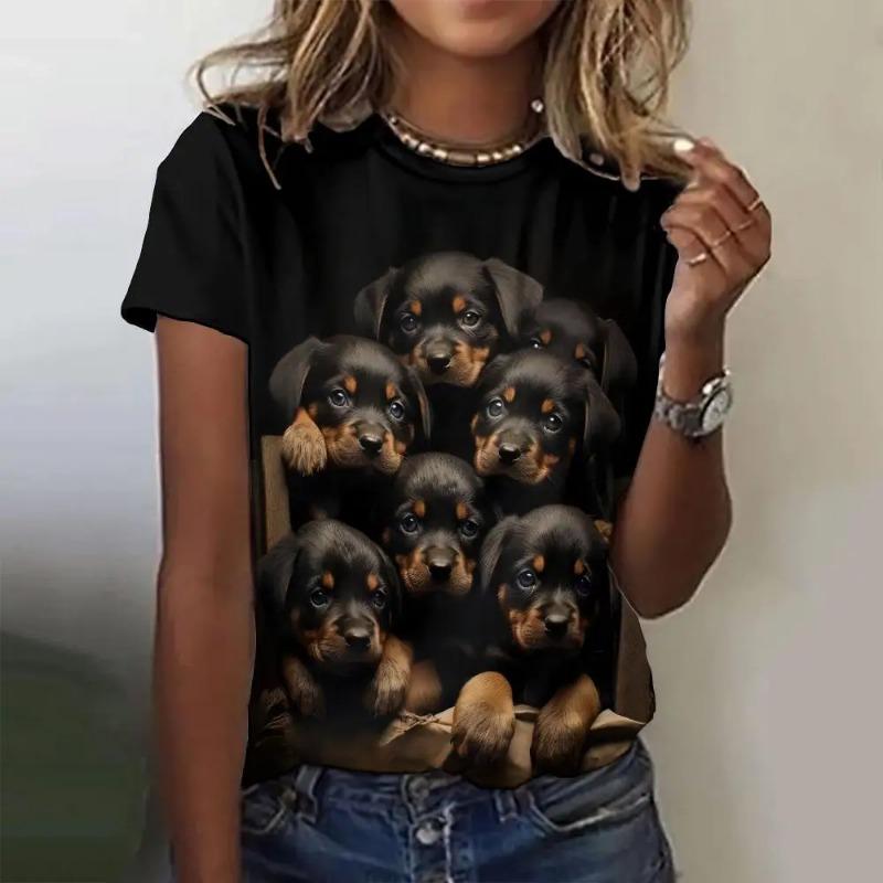 Женская футболка с принтом в стиле ретро с изображением животных из мультфильмов, кошек и собак, повседневная модная футболка с коротким рукавом, женская одежда, топ, футболка