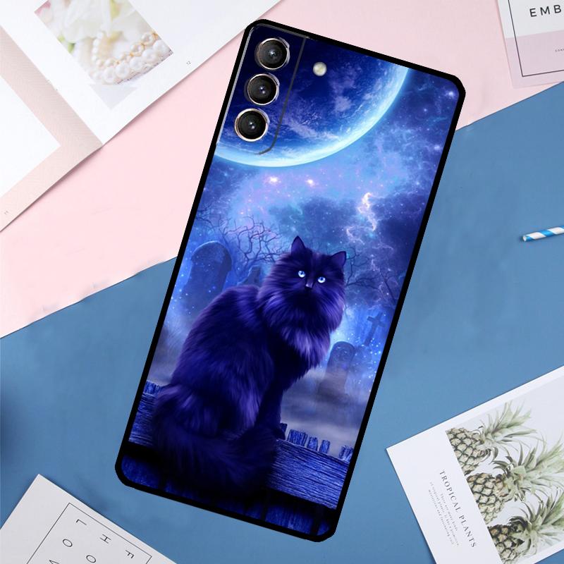 Witches Cat Moon Case For Samsung Galaxy S24 Ultra S21 S22 S23 S25 Ultra S9 S10 Plus S20 FE S25 FE Back Cover