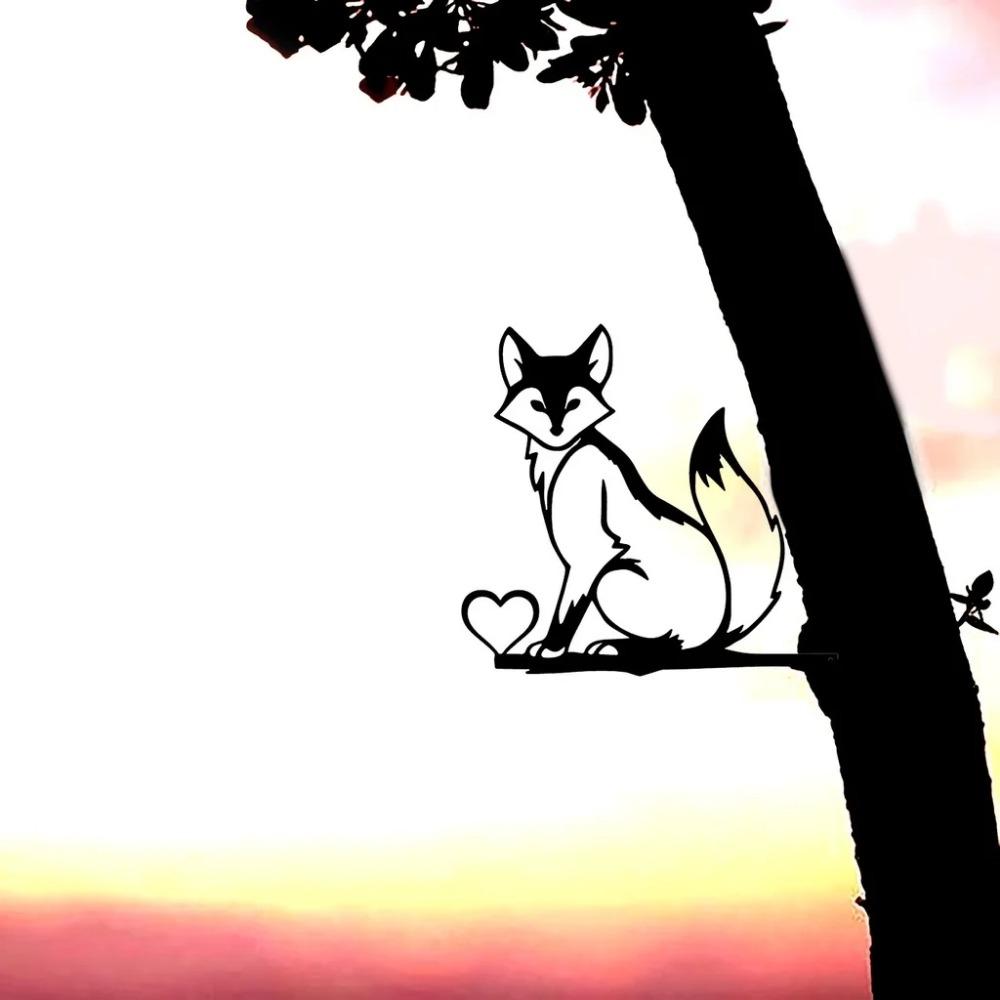 1 шт. Железный силуэт маленькой лисы, колышек для садового ограждения, элегантное произведение искусства для дома и сада, декор для вечеринки, стильное настенное искусство