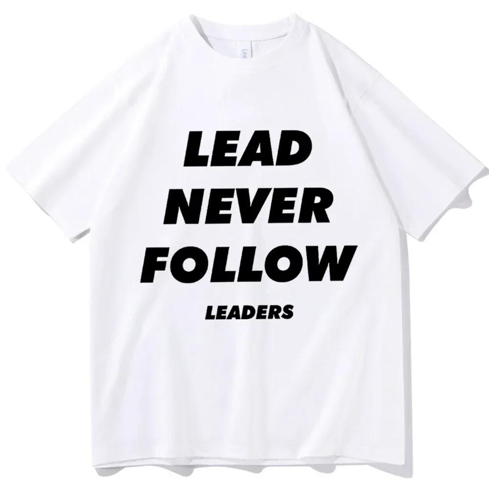 Chief Keef Lead Never Follow Leaders Унисекс Топы Графический Модный Винтажный O-образный вырез Harajuku Уличная одежда Универсальный короткий рукав