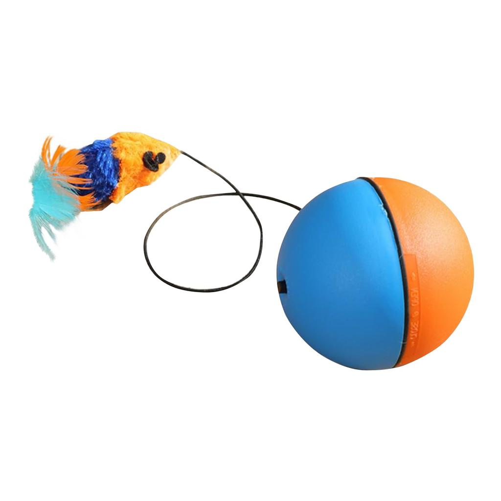Cat Toy Electric Ball Automatic Interactive Spinning Ball Smart Sensing Pet Toy With Feather Mouse Attachment