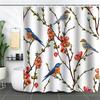 Тканевая водонепроницаемая подвесная шторка для душа, шторка для душа, новая зеленая растение, птица, шторка для ванной комнаты, перегородка, без пробивания отверстий