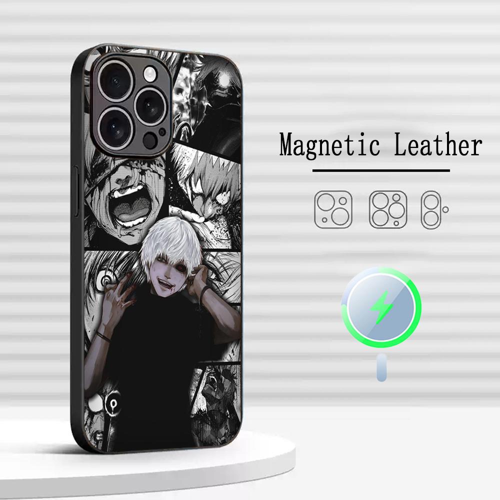 Pop Hot Tokyo Ghoul anime pattern Phone Case For iPhone 17 16 15 14 13 12 Plus Pro Max High-end Luxury Magsafe Sheepskin