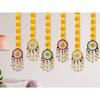 Handmade Marigold Fluffy Flowers with Ring Bell Hanging Latkan Toran For Home, Festival, Wedding, Temple Pooja Room Decoration (Pack of 6)