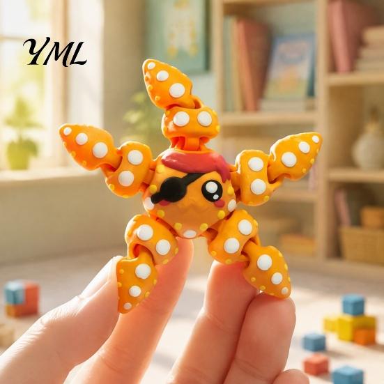 Подвеска с морским животным, 3D-печатная шарнирная фигурка морской звезды, Гибкая мультяшная фигурка-игрушка для снятия стресса, Украшение для настольного декора, Аксессуар для школьной сумки